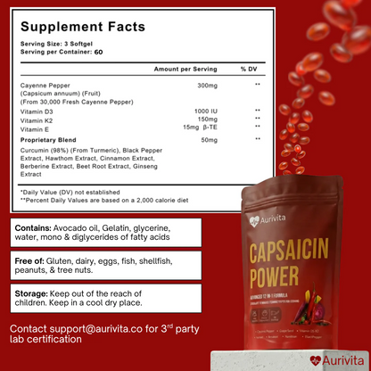 Aurivita Capsaicin Power - Cayenne Pepper Softgels